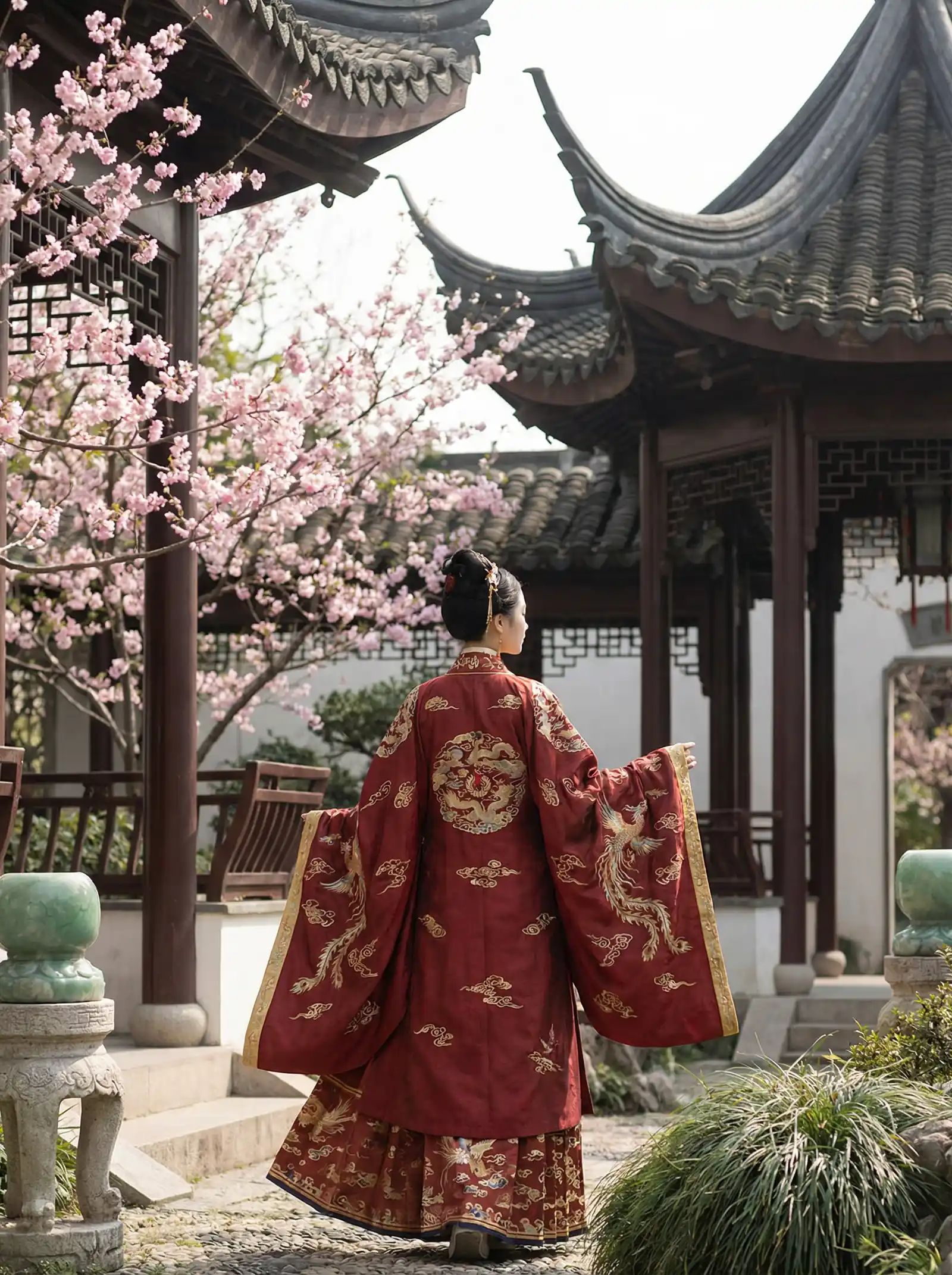 杂乱合集目录 明制汉服红色凤凰刺绣